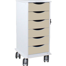 Core SP Cart with 6 Almond Beige Drawers, 19-1/4"L x 16-7/8"W x 35-1/2"H