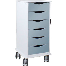 Core SP Cart with 6 Silver Metallic Drawers, 19-1/4"L x 16-7/8"W x 35-1/2"H