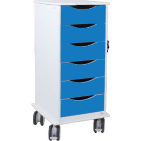 Core SP Cart with 6 Global Blue Drawers, 19-1/4"L x 16-7/8"W x 35-1/2"H