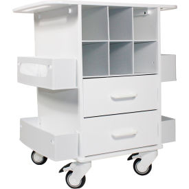 Pipette & Fume Hood Cart w/Drawers, 22-7/8"L x 19"W x 26-7/8"H, White
