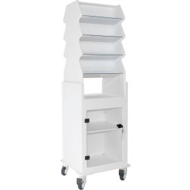 Tall Slanted Suture Cart with Clear Lock Door, 19-5/8"L x 17-7/8"W x 58"H, White