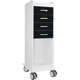 TL 4D Cart with 4 Black Drawers, 20"L x 16-7/8"W x 46-3/4"H