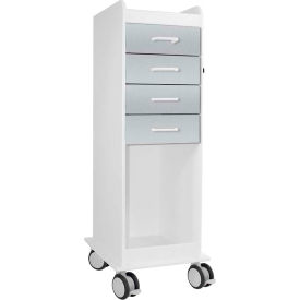 TL 4D Cart with 4 Silver Metallic Drawers, 20"L x 16-7/8"W x 46-3/4"H