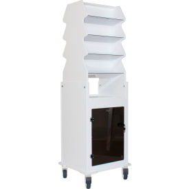 Tall Slanted Suture Cart with Smoke Lock Door, 19-5/8"L x 17 7/8"W x 58"H, White