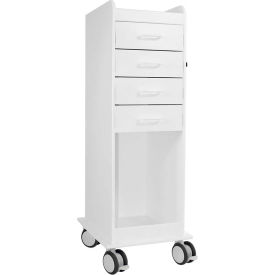 TL 4D Cart with 4 White Drawers, 20"L x 16-7/8"W x 46-3/4"H