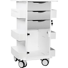 Core DX Cart with 3 Metallic Silver Drawers & Hinged Door, 22-7/8"Lx19-5/8"Wx35-5/8"H