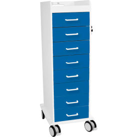 TL 8D Cart with 8 Global Blue Drawers, 20"L x 16-7/8"W x 46-3/4"H