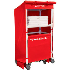 32" Towel Station, PVC, 1 Shelf, Red
