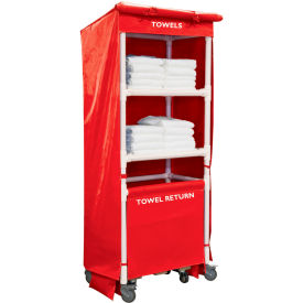 32" Towel Station, PVC, 2 Shelf, Red