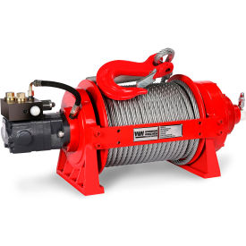 JR Industrial Hydraulic Winch with Steel Cable, 22000 lb Capacity