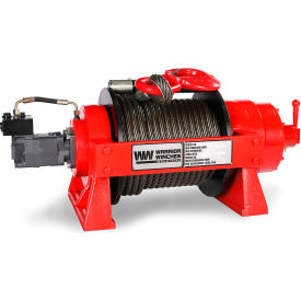 JR Industrial Hydraulic Winch with Steel Cable, 29700 lb Capacity