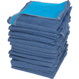 Heavy Duty Quilted Moving Pads, 80"L x 72"W, Blue, Pack of 12