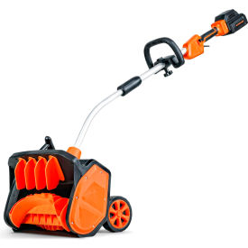 Adj. Angle 17" Snow Thrower, 20' Throw Curved Serrated Blade, Battery + Charger