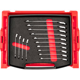 14 Piece 6mm to 19mm 12-Points Ratcheting Combination Wrench Set, Silver