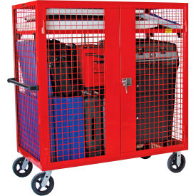 Election Security Cart w/Ramp, 2 Rigid & 2 Swivel Casters, 60"L x 30"W x 66"H, Red