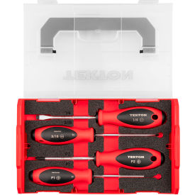 4 Piece Phillips & Inch Slotted Screwdriver Set with Mini Stacking Tool Box