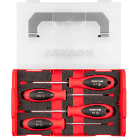 4 Piece Phillips & Metric Slotted Screwdriver Set with Mini Stacking Tool Box