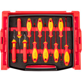 11 Piece Insulated Phillips, Slotted, Square Drivers and Pliers Set