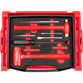 9 Piece Hammers, Pry Bars, Punches, and Chisels Set with Open Top Drawer and Rack