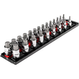 1/2" Drive Hex Bit Socket Set with Rails & Tray, 23 Piece