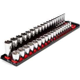 3/8'' Drive Shallow & Deep 6-Point Socket Set with Rails & Tray, 38 Pieces