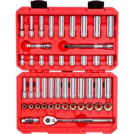 3/8" Drive Shallow & Deep 12-Point Socket & Ratchet Set with Case, 46-Piece