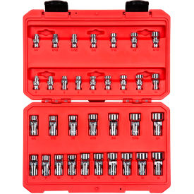 1/4", 3/8" Drive Shallow 6 Point Universal Joint Socket Set with Case, 33 Piece