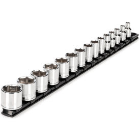 3/8'' Drive Shallow 6-Point Socket Set with Rail, 15 Pieces
