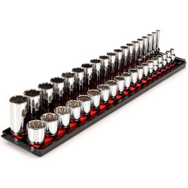 3/8'' Drive Shallow & Deep 12-Point Socket Set with Rails & Tray, 38 Pieces