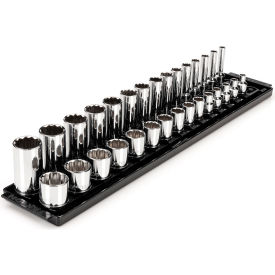 3/8'' Drive Shallow & Deep 12-Point Socket Set with Rails & Tray, 30 Pieces