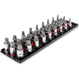1/2" Drive Hex & Torx Bit Socket Set with Rails & Tray, 32 Piece