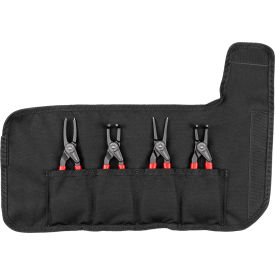 7" 0.070" Tip Size Internal and External Retaining Ring Pliers with Roll, 4 Piece Set