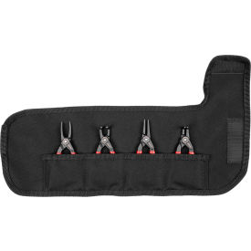 5" 0.037" Tip Size Internal and External Retaining Ring Pliers with Roll, 4 Piece Set
