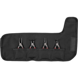 5" 0.047" Tip Size Internal and External Retaining Ring Pliers with Roll, 4 Piece Set