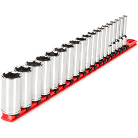 3/8'' Drive Deep 6-Point Socket Set with Rail, 19 Pieces