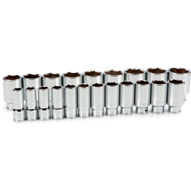 3/4" Drive Deep 6 Point Socket Set, 21 Piece