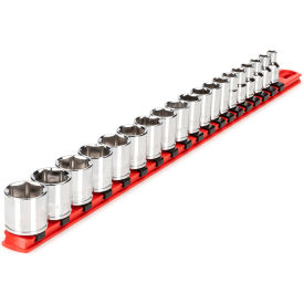 3/8'' Drive Shallow 6-Point Socket Set with Rail, 19 Pieces