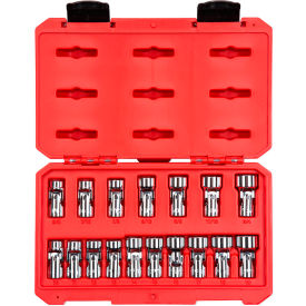 3/8'' Drive Shallow 6-Point Universal Joint Socket Set with Case, 17 Pieces