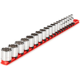 3/8'' Drive Shallow 12-Point Socket Set with Rail, 19 Pieces
