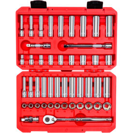 3/8" Drive Shallow & Deep 6-Point Socket & Ratchet Set with Case, 46-Piece