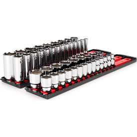 1/2'' Drive Shallow & Deep 6-Point Socket Set with Rails & Trays, 46 Pieces