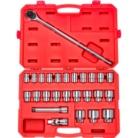 3/4'' Drive Shallow 6-Point Socket & Ratchet Set with Case, 26 Pieces