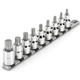1/2" Drive Torx Bit Socket Set with Rail, 9 Piece