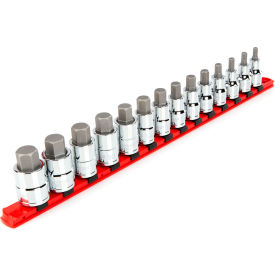 1/2" Drive Hex Bit Socket Set with Rail, 14 Piece