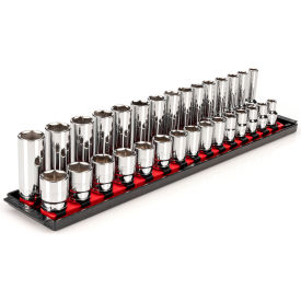 1/2'' Drive Shallow & Deep 6-Point Socket Set with Rails & Trays, 30 Pieces