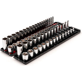 3/8'' Drive Shallow & Deep 6-Point Socket Set with Rails & Tray, 68 Pieces
