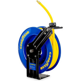 Industrial Retractable Air Hose Single Arm Reel, 3/8" x 50'L Hose, 300 PSI