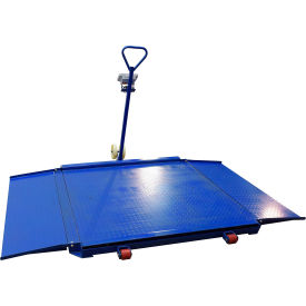 Steel Portable Diamond Plate Scale, 98-1/2"L x 71"W, 3000 lb. Capacity, Steel, Blue
