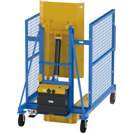 Steel Universal AC Powered Trash Can Dumper, 60"H, 115V AC, Steel, Blue/Yellow