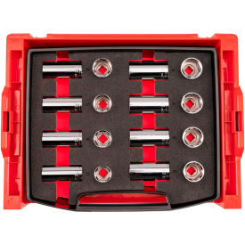 1/2'' Metric Drive Shallow & Deep 6 Point Socket Set with Drawer & Rack, 16 Pieces